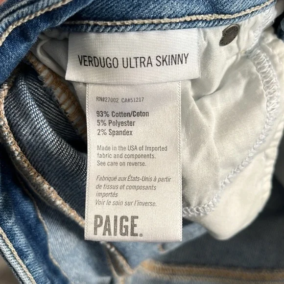 Paige Verdugo Ultra Skinny Jeans Size 27 - Picture 8 of 13